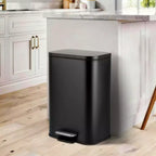 Stainless Steel Trash Can - Fingerprint-Proof,Soft-Close Lid, Removable Inner Bucket, Space-Saving Step Bin - for Kitchen, Office, Bathroom