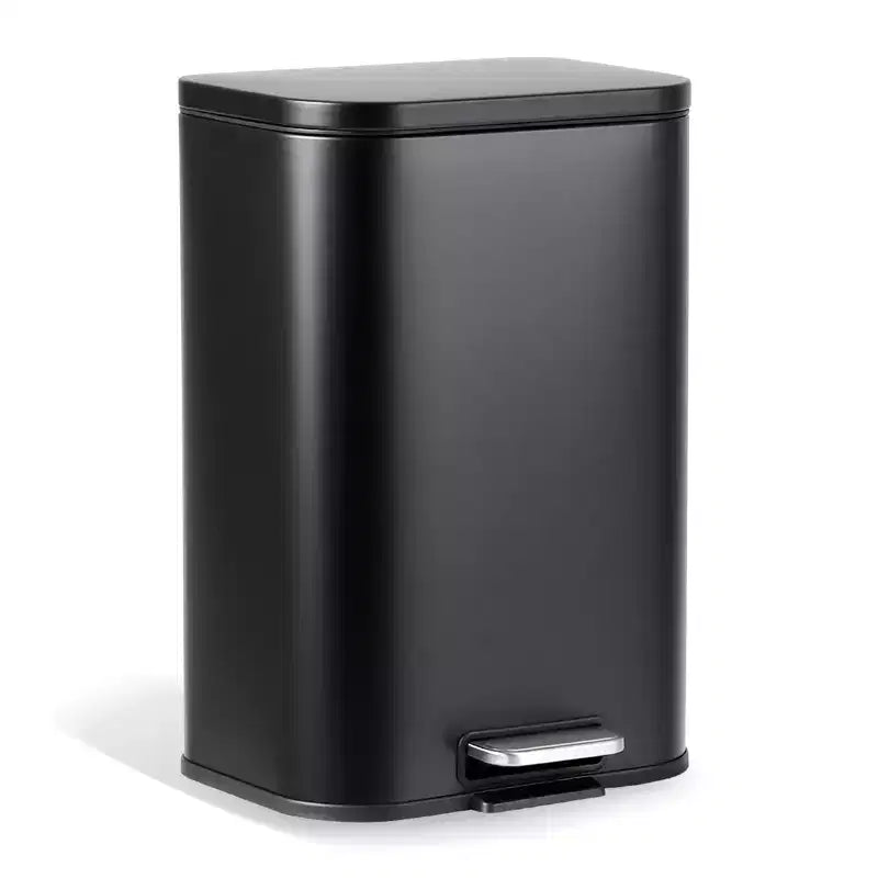 Stainless Steel Trash Can - Fingerprint-Proof,Soft-Close Lid, Removable Inner Bucket, Space-Saving Step Bin - for Kitchen, Office, Bathroom