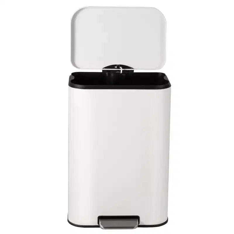 Stainless Steel Trash Can - Fingerprint-Proof,Soft-Close Lid, Removable Inner Bucket, Space-Saving Step Bin - for Kitchen, Office, Bathroom