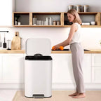 Stainless Steel Trash Can - Fingerprint-Proof,Soft-Close Lid, Removable Inner Bucket, Space-Saving Step Bin - for Kitchen, Office, Bathroom