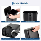 Stainless Steel Trash Can - Fingerprint-Proof,Soft-Close Lid, Removable Inner Bucket, Space-Saving Step Bin - for Kitchen, Office, Bathroom