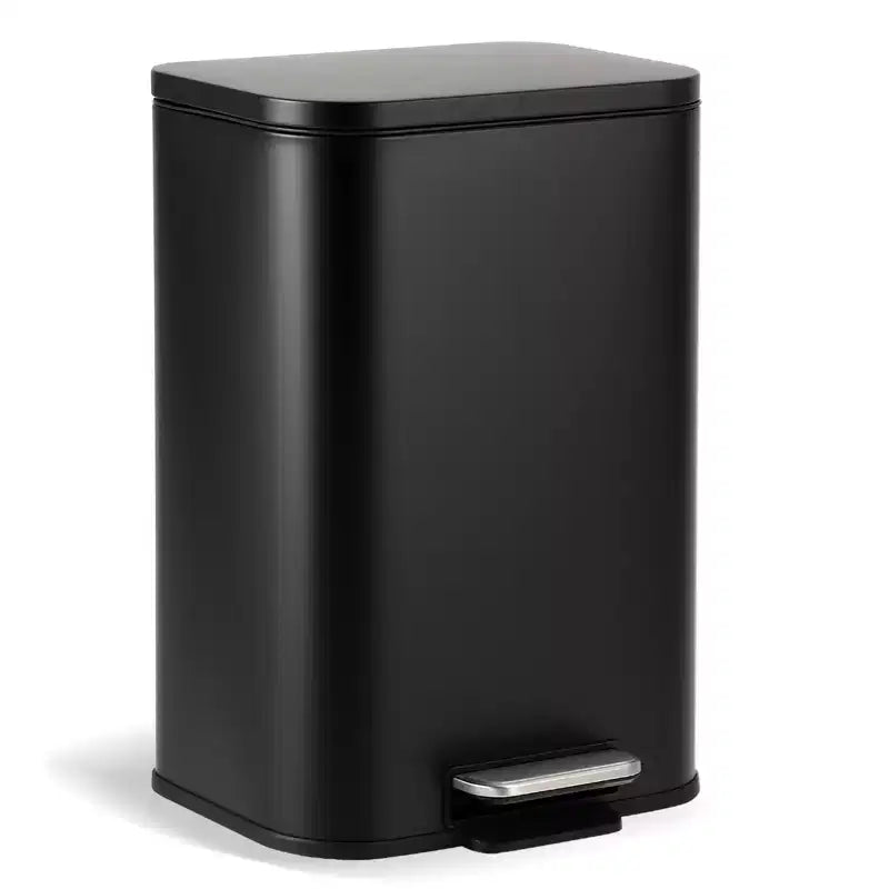 Stainless Steel Trash Can - Fingerprint-Proof,Soft-Close Lid, Removable Inner Bucket, Space-Saving Step Bin - for Kitchen, Office, Bathroom