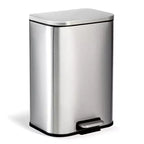 Stainless Steel Trash Can - Fingerprint-Proof,Soft-Close Lid, Removable Inner Bucket, Space-Saving Step Bin - for Kitchen, Office, Bathroom