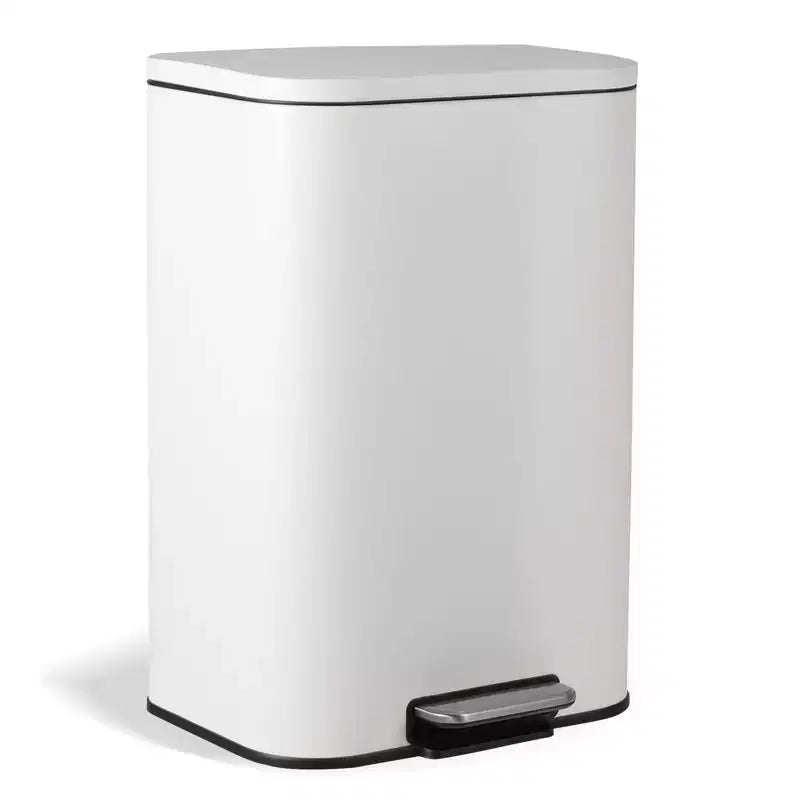 Stainless Steel Trash Can - Fingerprint-Proof,Soft-Close Lid, Removable Inner Bucket, Space-Saving Step Bin - for Kitchen, Office, Bathroom