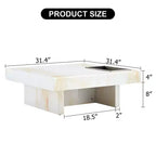 31.4 Imitation Marble MDF Coffee Table, Modern Practical Elegant Square Center Table for Living Room