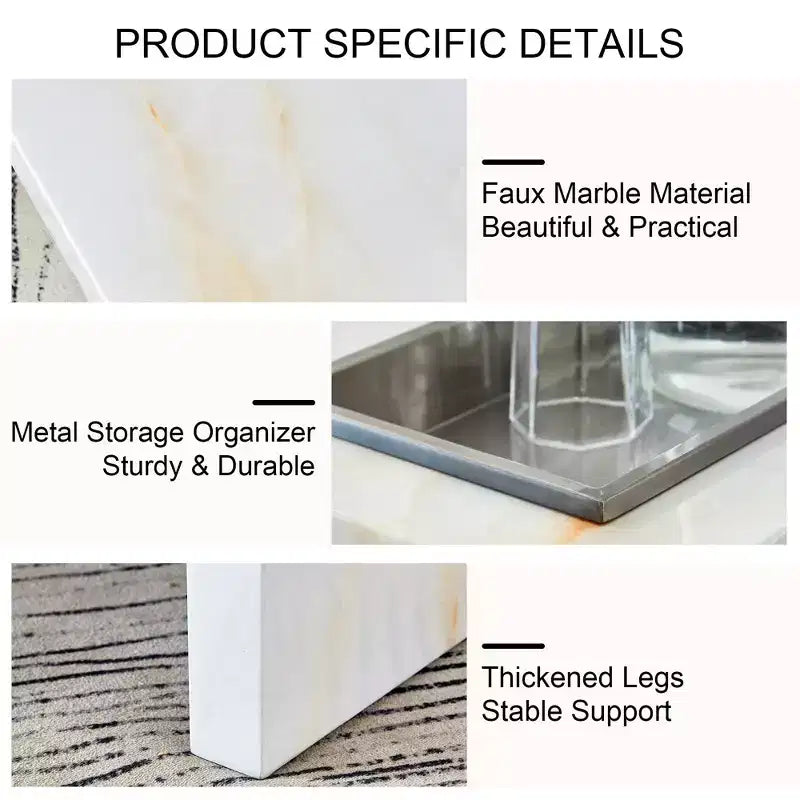 31.4 Imitation Marble MDF Coffee Table, Modern Practical Elegant Square Center Table for Living Room