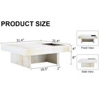31.4 Imitation Marble MDF Coffee Table, Modern Practical Elegant Square Center Table for Living Room