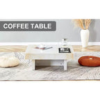 31.4 Imitation Marble MDF Coffee Table, Modern Practical Elegant Square Center Table for Living Room