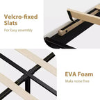 Velvet Upholstered Platform Bed Frames with Adjustable Headboard & Sturdy Metal Support, Anti-Noise EVA Sponge, No Box Spring Needed