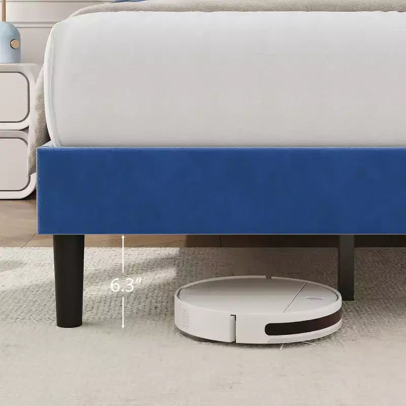 Velvet Upholstered Platform Bed Frames with Adjustable Headboard & Sturdy Metal Support, Anti-Noise EVA Sponge, No Box Spring Needed