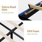 Velvet Upholstered Platform Bed Frames with Adjustable Headboard & Sturdy Metal Support, Anti-Noise EVA Sponge, No Box Spring Needed