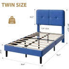 Velvet Upholstered Platform Bed Frames with Adjustable Headboard & Sturdy Metal Support, Anti-Noise EVA Sponge, No Box Spring Needed