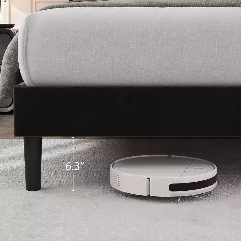 Velvet Upholstered Platform Bed Frames with Adjustable Headboard & Sturdy Metal Support, Anti-Noise EVA Sponge, No Box Spring Needed