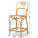 Ivora Rattan Counter Height Barstool Natural/Brown - bali & pari: Bohemian Style, Fixed Seat 24.5", No Assembly Required