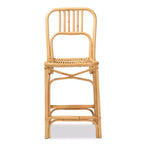 Ivora Rattan Counter Height Barstool Natural/Brown - bali & pari: Bohemian Style, Fixed Seat 24.5", No Assembly Required