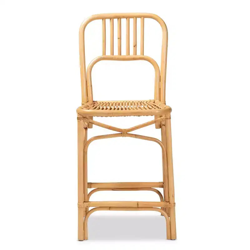 Ivora Rattan Counter Height Barstool Natural/Brown - bali & pari: Bohemian Style, Fixed Seat 24.5", No Assembly Required