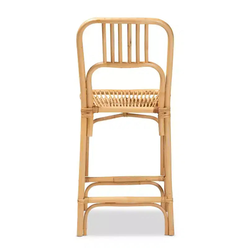 Ivora Rattan Counter Height Barstool Natural/Brown - bali & pari: Bohemian Style, Fixed Seat 24.5", No Assembly Required