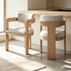 Chaise de salle à manger en tissu texturé lin beige, lot de 2