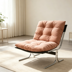 Fauteuil en similicuir, fauteuil d'appoint moderne à dossier haut avec pieds en métal