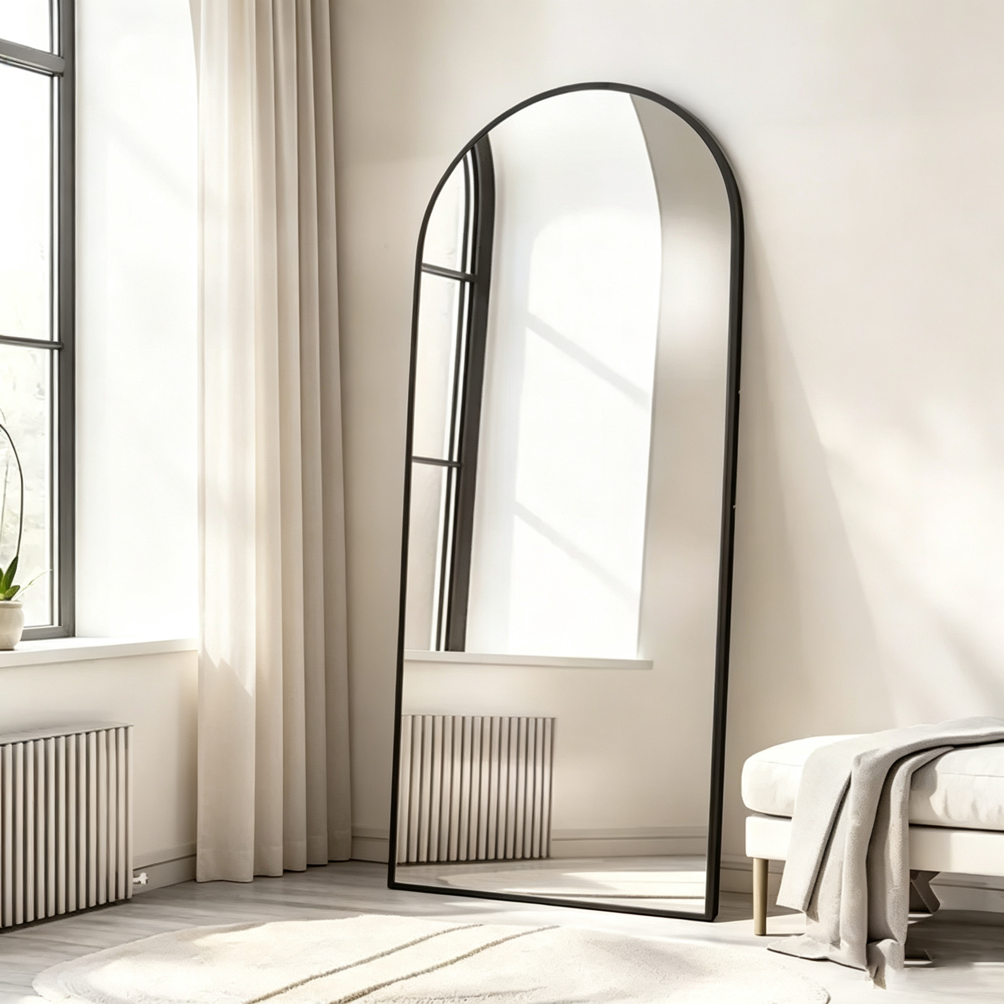 Miroir pleine longueur Archede Cadre en alliage d'aluminium Miroir de sol avec support