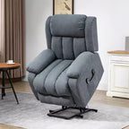 HOMCOM Power Lift Chair for Elderly Big and Tall with Massage, Linen Fabric Upholstered Recliner Sofa Chair with Remote Control, Side Pockets, Gray