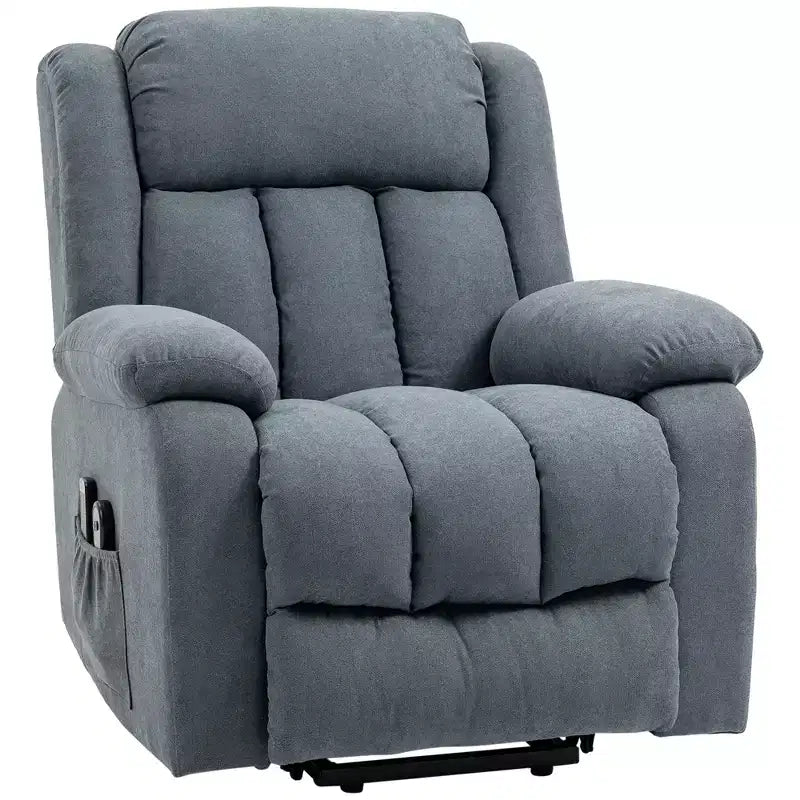 HOMCOM Power Lift Chair for Elderly Big and Tall with Massage, Linen Fabric Upholstered Recliner Sofa Chair with Remote Control, Side Pockets, Gray