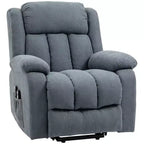 HOMCOM Power Lift Chair for Elderly Big and Tall with Massage, Linen Fabric Upholstered Recliner Sofa Chair with Remote Control, Side Pockets, Gray